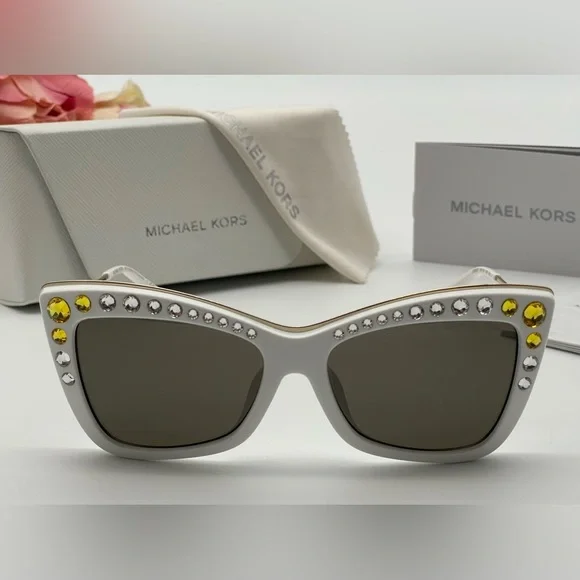 Michael Kors White Gold Crystal Cat Eye Sunglasses MICHAEL KORS CAPE MAY MK 2076 30506G CLEAR ROUND SUNGLASSES  main image 2